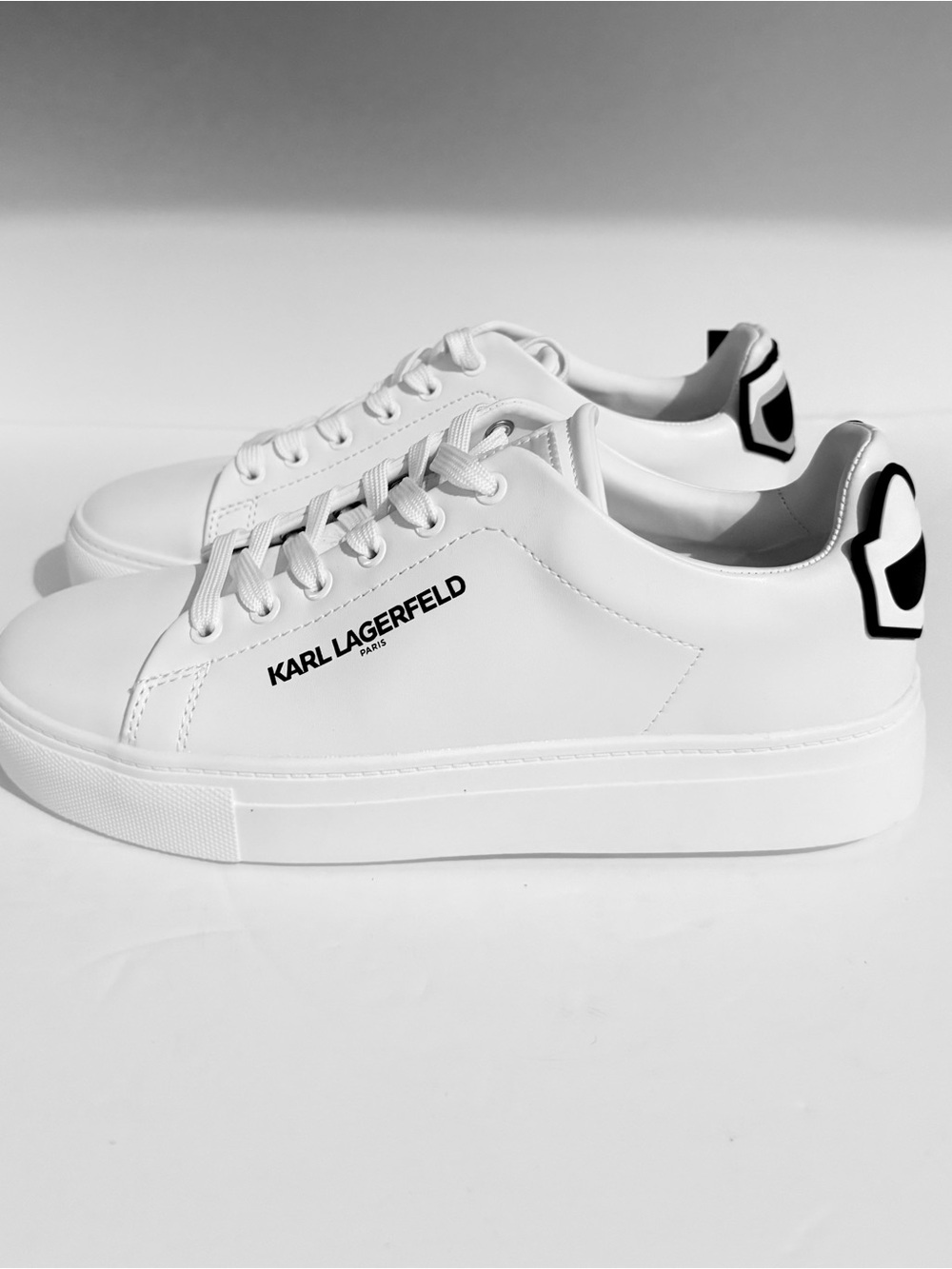 Karl Lagerfeld White Sneakers with Black Heel Detail